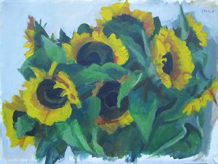 Sunflower painting by July 2009 Rob van Veggel
