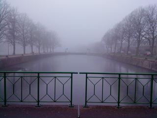 Canal in front in winter